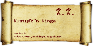 Kustyán Kinga névjegykártya